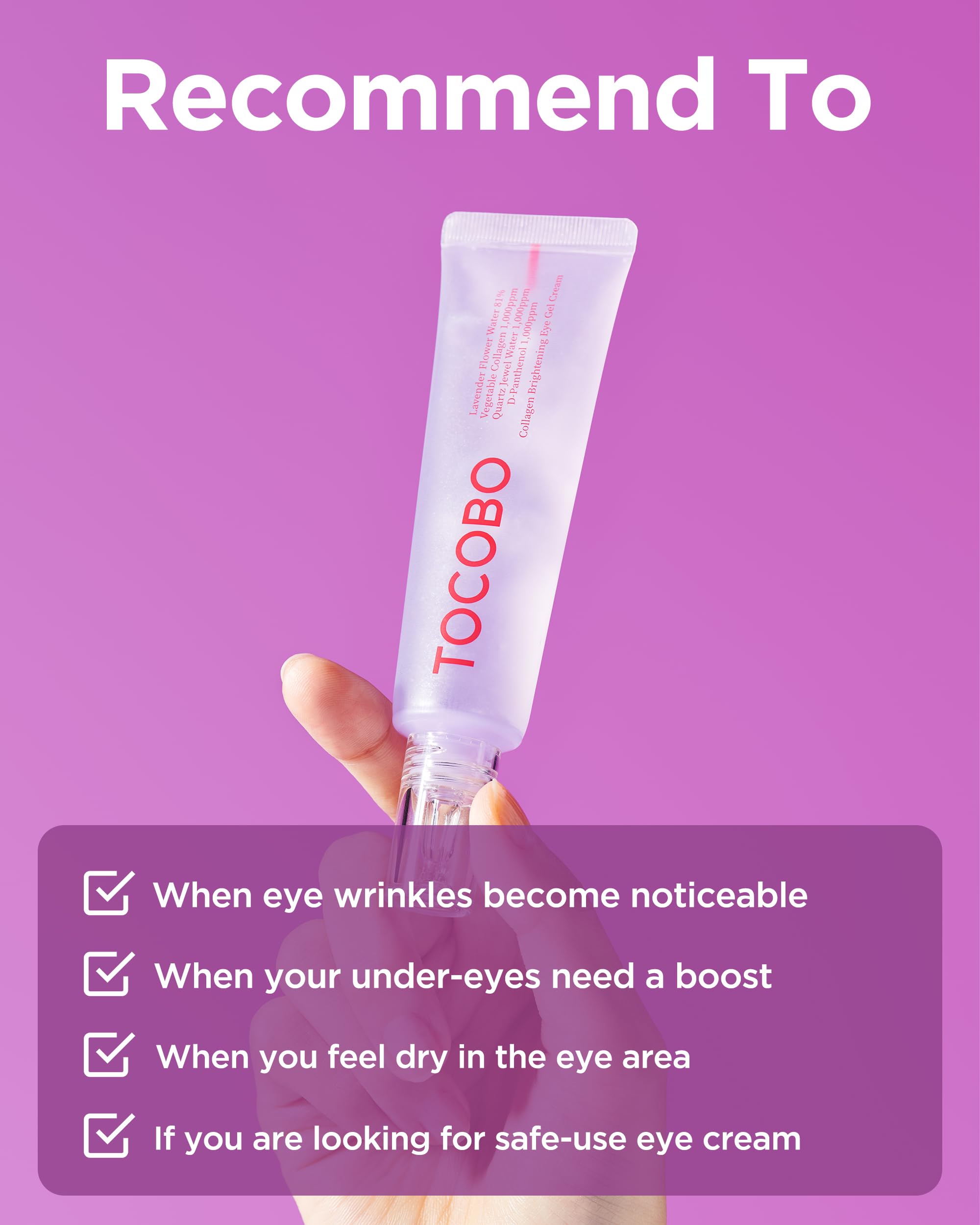 TOCOBO quick absorption lightweight gel for daily eye care.