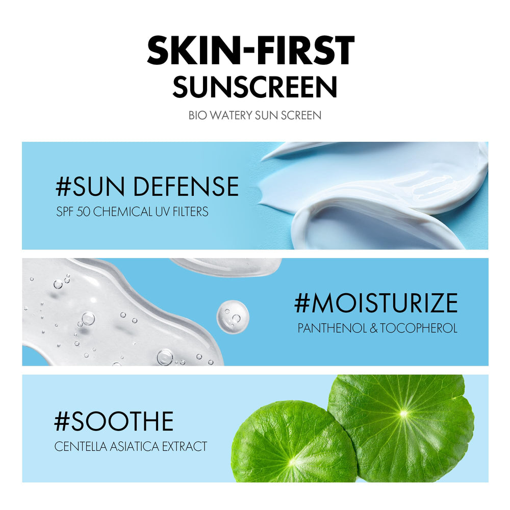 TOCOBO US Bio Watery Sunscreen absorbed under makeup for a fresh base.