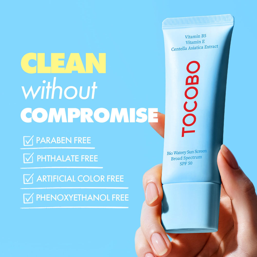 TOCOBO US Bio Watery Sunscreen vegan and fragrance-free for sensitive skin.