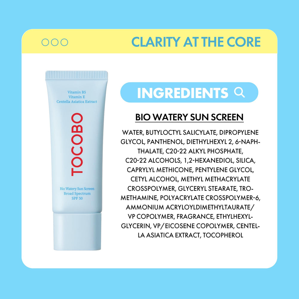 TOCOBO US Bio Watery Sunscreen compact packaging ideal for travel.