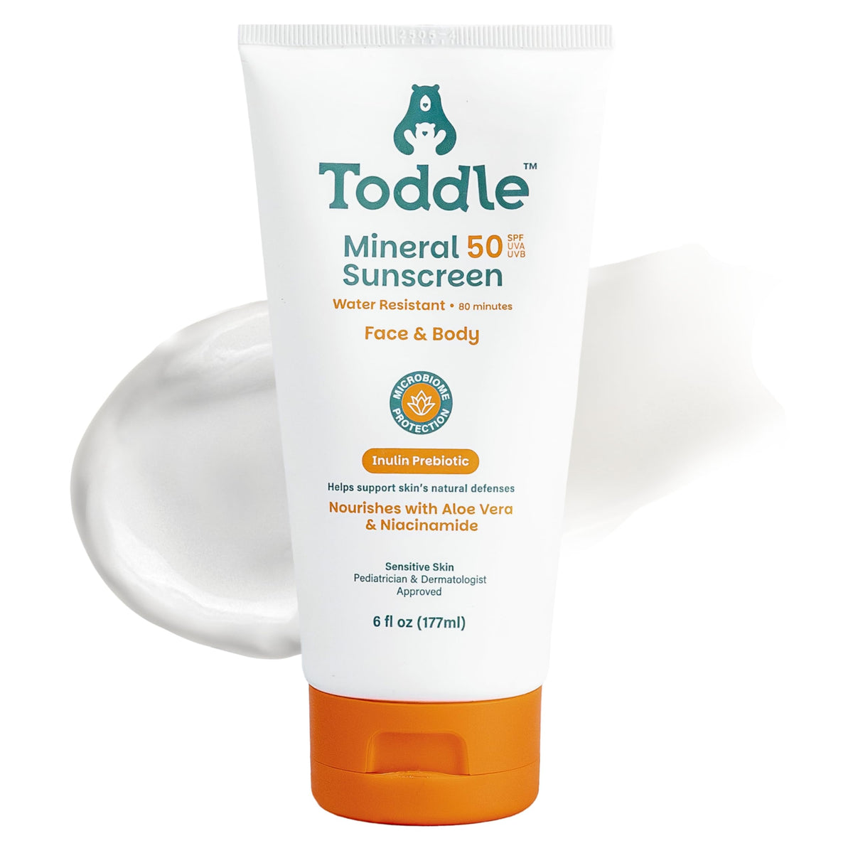 Toddle prebiotic sunscreen bottle ready for sunny days, gentle and protective.