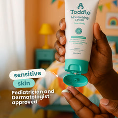 Fragrance-free Toddle label indicating safe care for sensitive skin