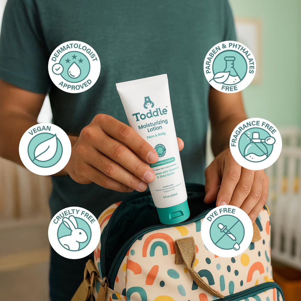 Travel-size Toddle bottle ready for an on-the-go skincare routine
