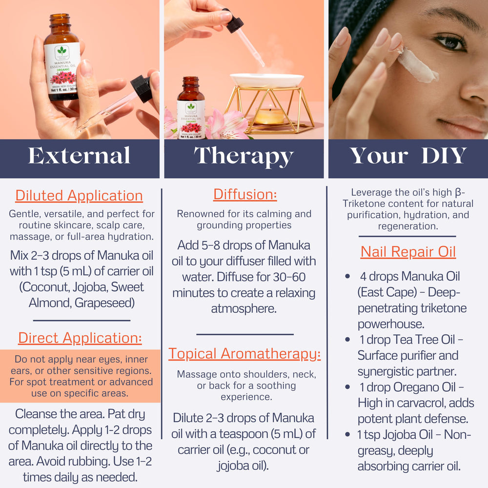 TODICAMP Manuka oil ingredients showcasing pure, undiluted oil quality