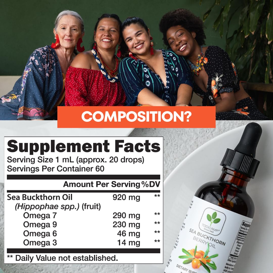 Todicamp Sea Buckthorn Oil Organic amber oil color showing purity