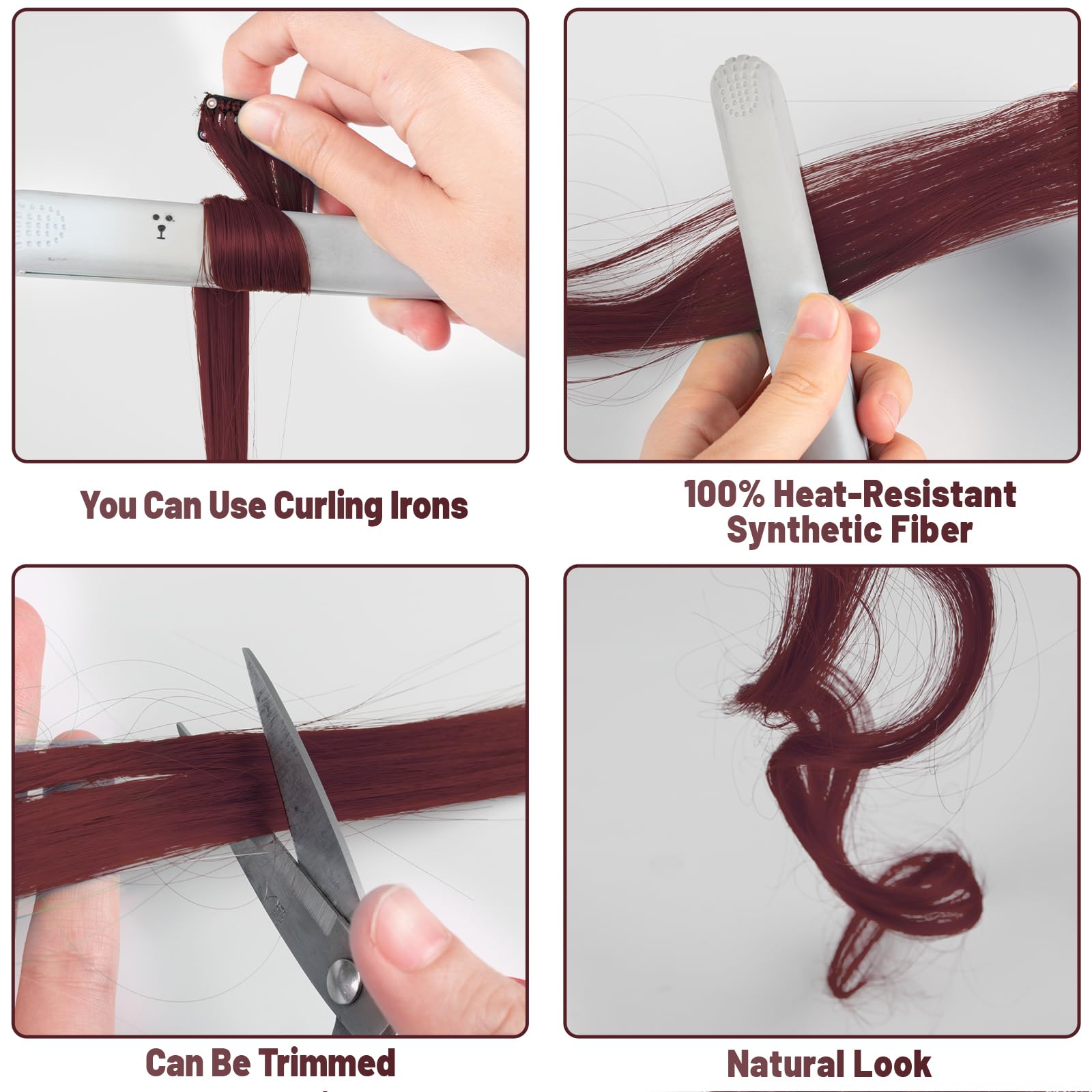 TOFAFA wine red clip-ins ideal for festive occasions and photo-ready styles.