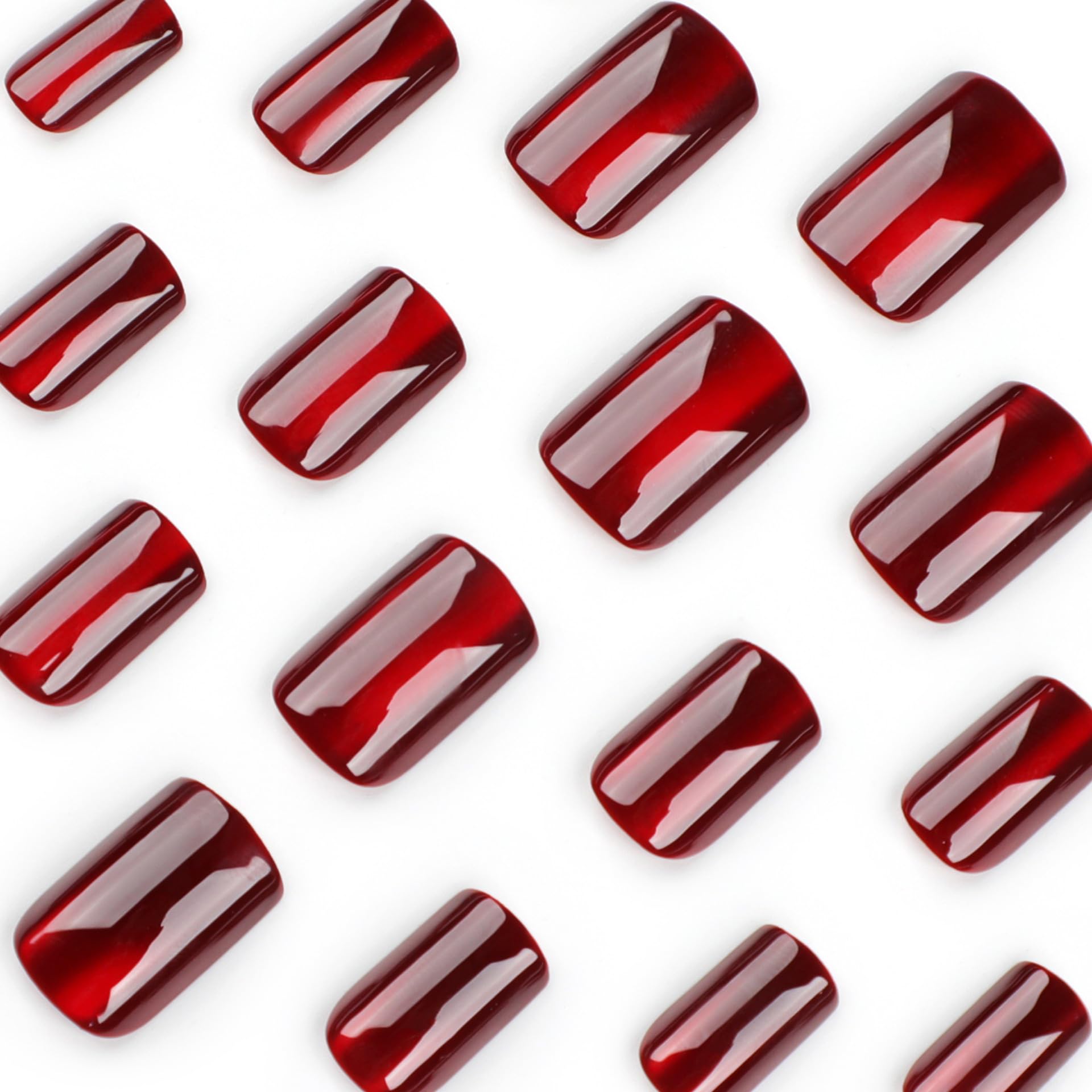 TOGZOM red cat-eye effect nails highlighting dramatic face of nails.
