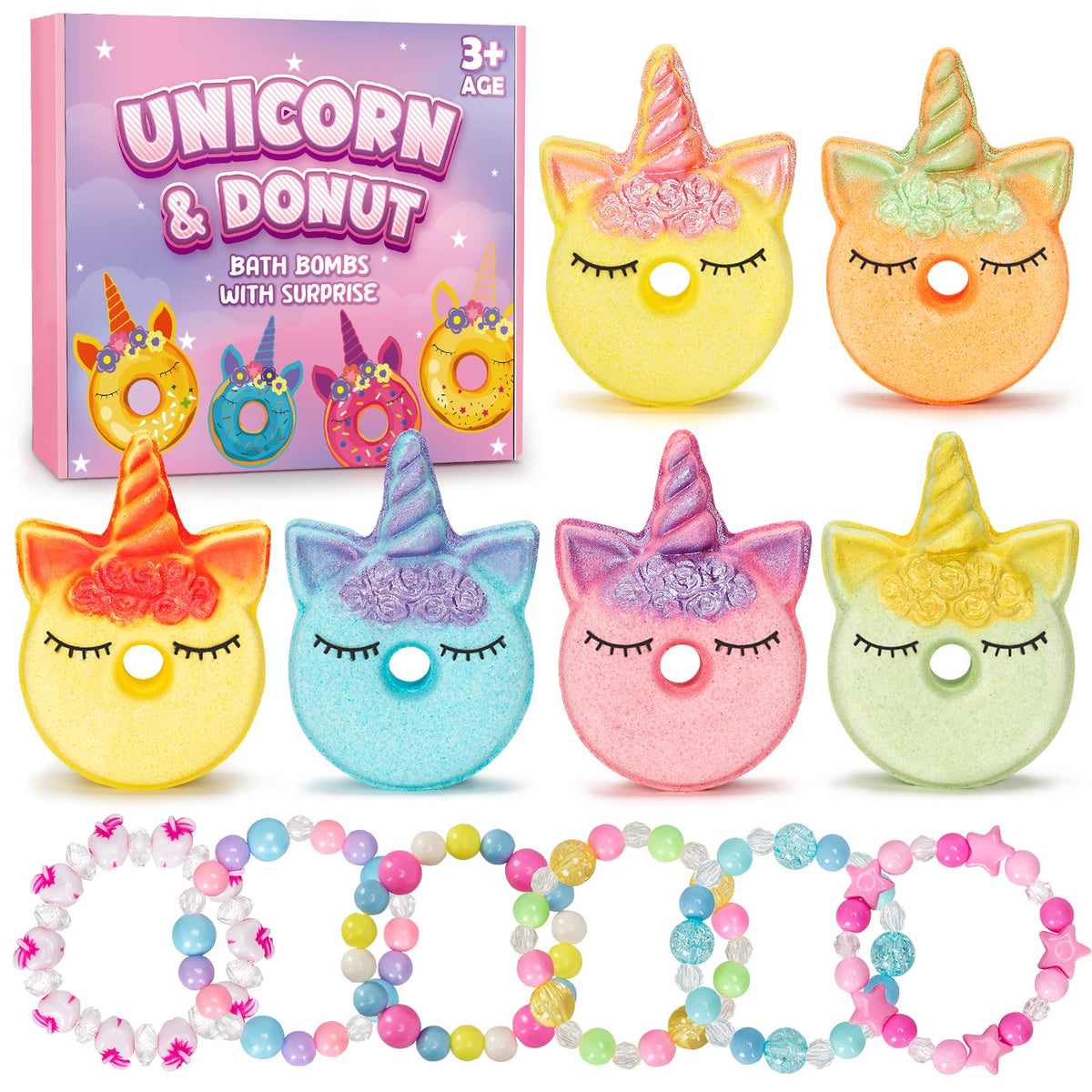 Toidgy Unicorn Bath Bombs packaging gift box for kids makes bath time exciting.