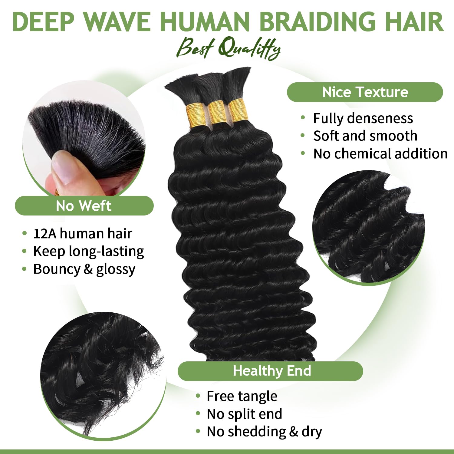 TOIJOI three-bundles-pack virgin Remy braiding hair for smooth knotless styles.