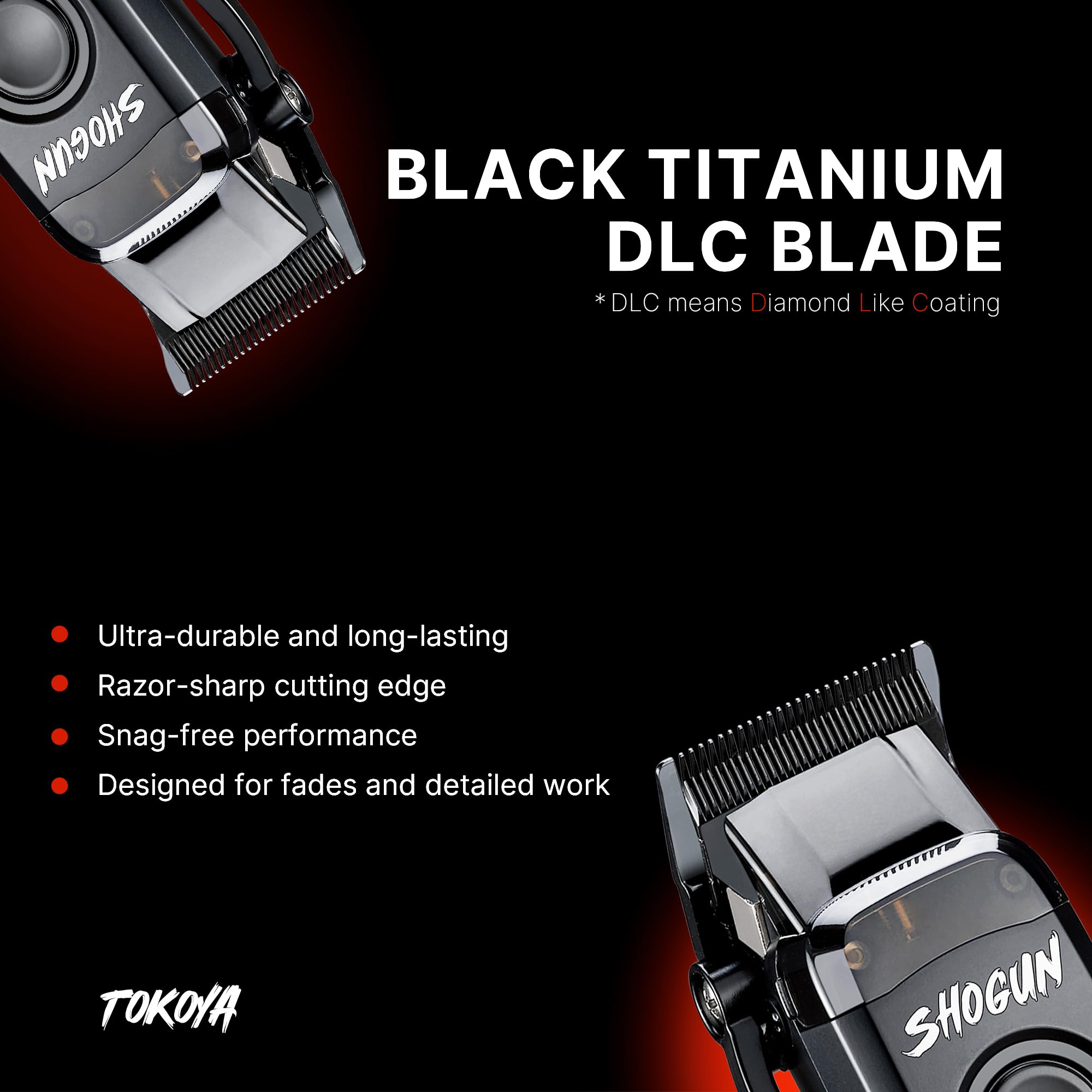 TOKOYA Shogun cordless use allows flexible barbering anywhere.