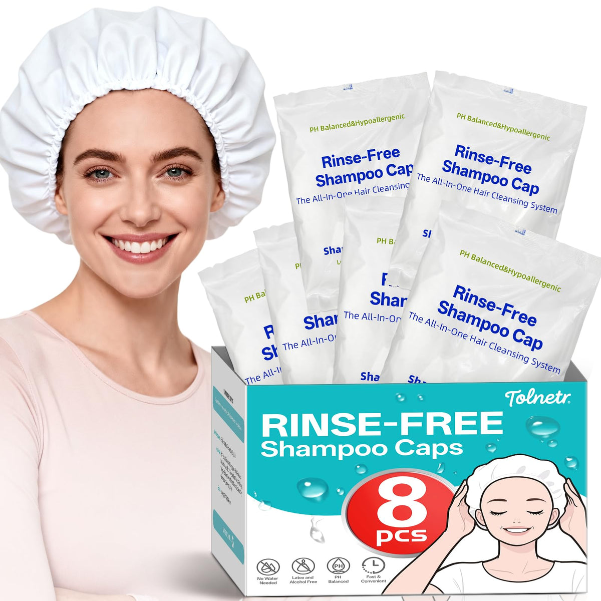 Tolnetr shampoo cap microwavable no-water rinse for bedside refresh
