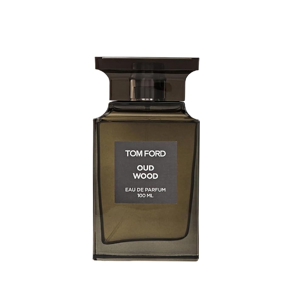 Tom Ford Oud Wood bottle side reveals sleek, premium design.