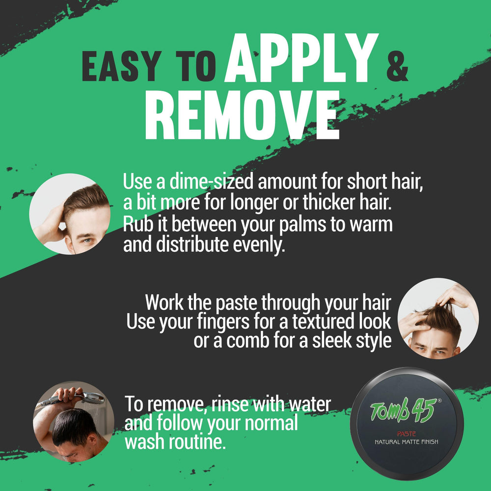 Tomb 45 Styling Paste in hands for easy, reworkable styling touch-ups.