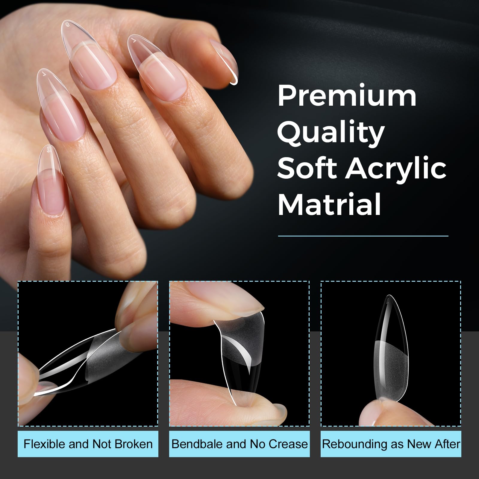 TOMICCA almond gel nail tips no filing required for faster at-home manicure.