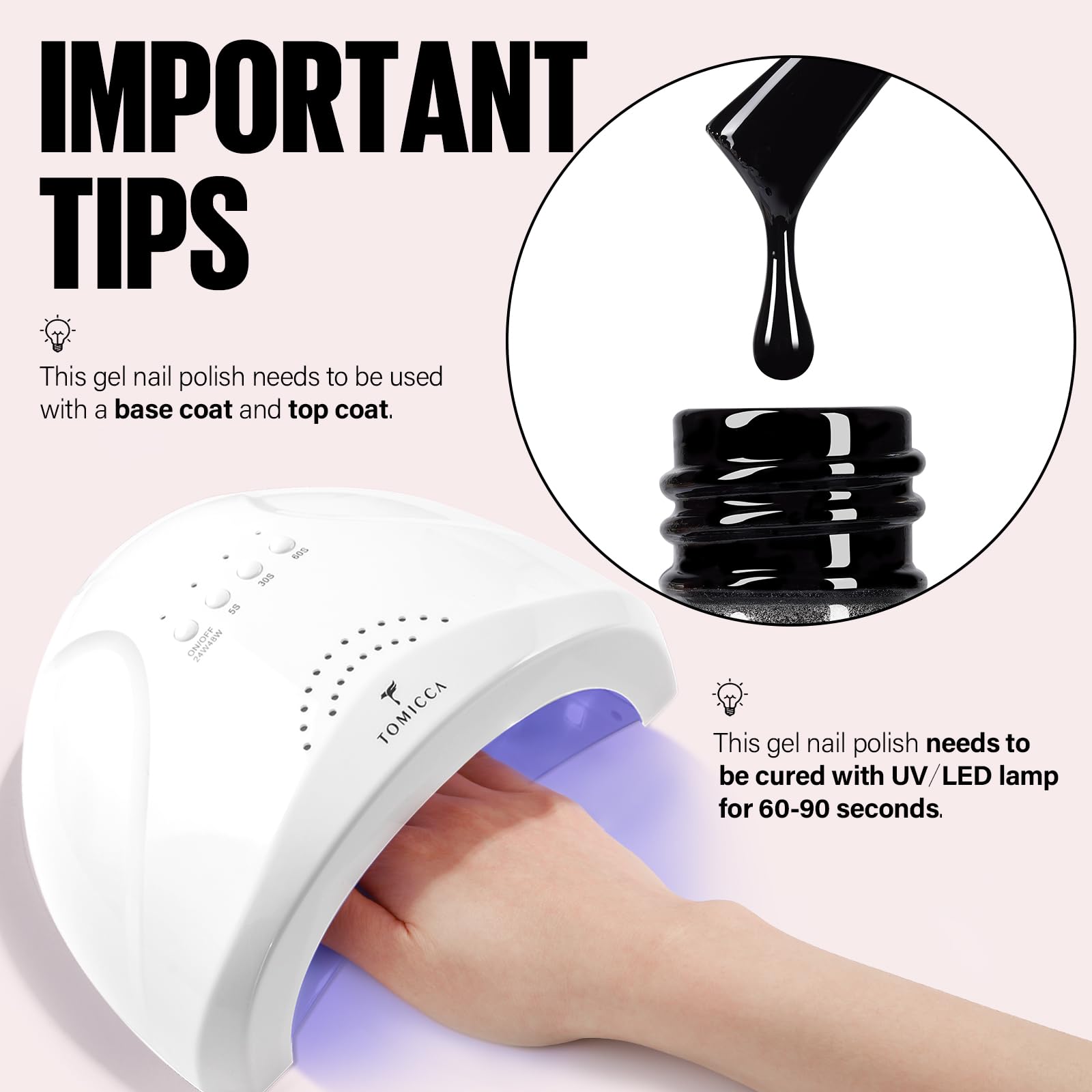 TOMICCA base coat and top coat pairing for salon-grade longevity