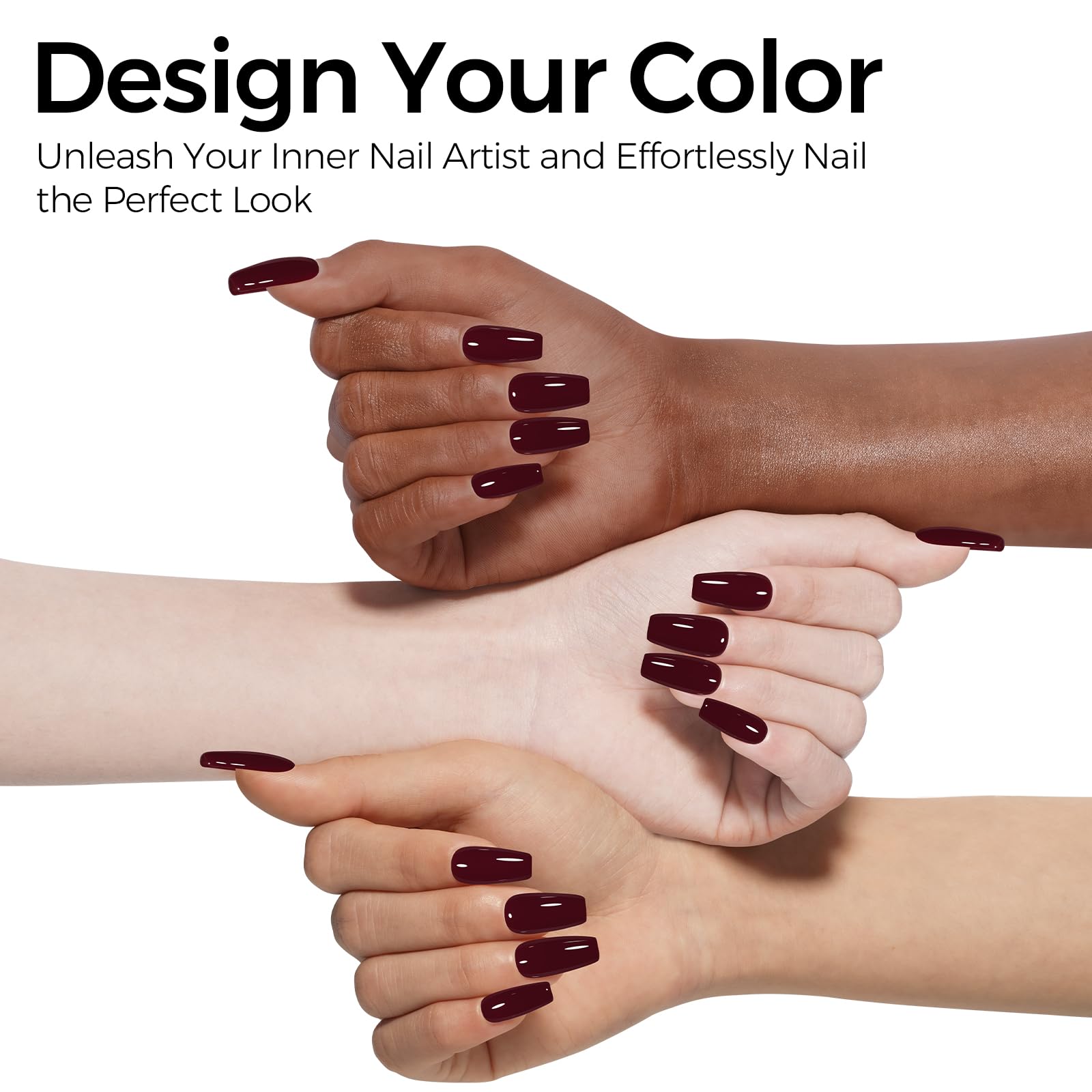 TOMICCA Cherry Red gel polish swatch on nail highlights glossy finish