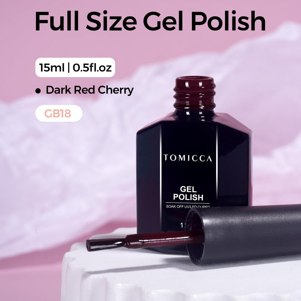 TOMICCA Cherry Red on nails demonstrates bold, salon-style color ideas
