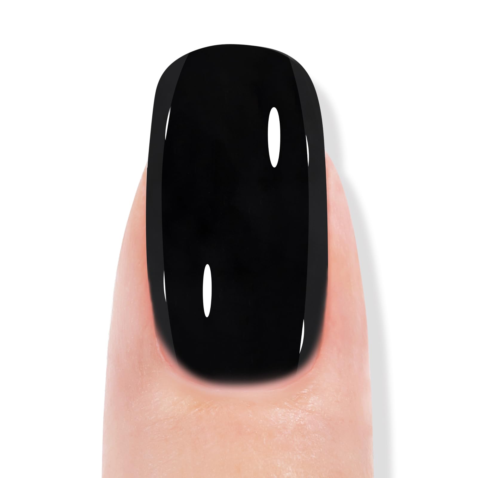 TOMICCA glossy black finish on nails suits bold everyday style