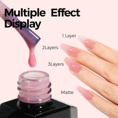 TOMICCA jelly pink gel polish close-up for effortless French nail design.