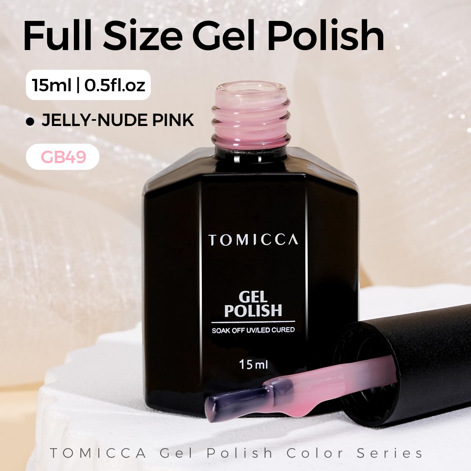 TOMICCA jelly pink gel polish gift-ready packaging.