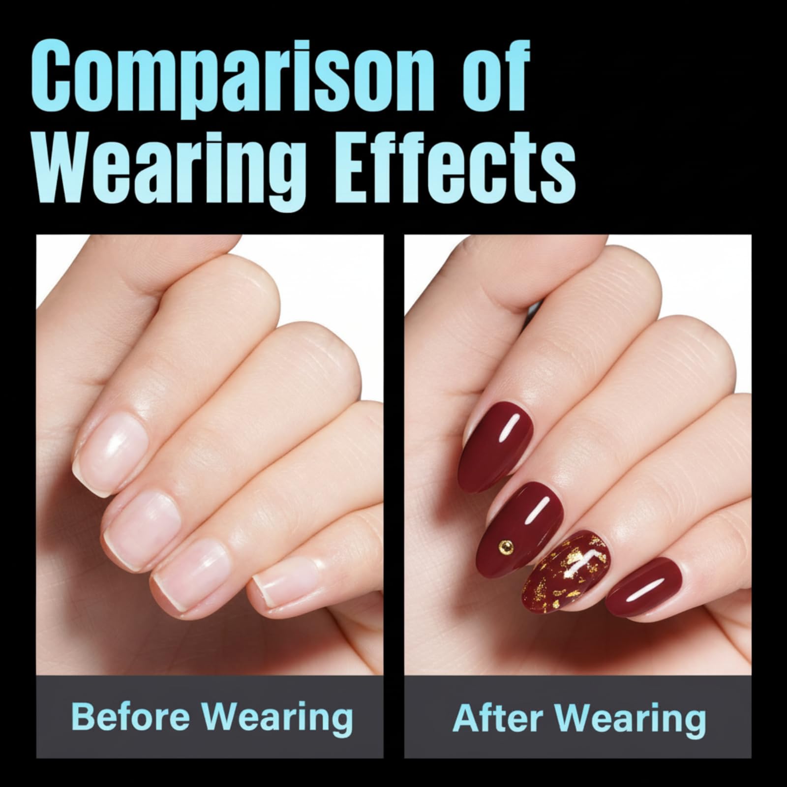 TOMICCA long-lasting short almond tips for up to three weeks