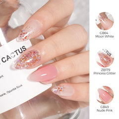 TOMICCA Neutral Jelly Clear polish close-up emphasizes translucent base for layered designs.