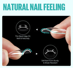 TOMICCA press on nails close up with shallow curve for comfortable wear