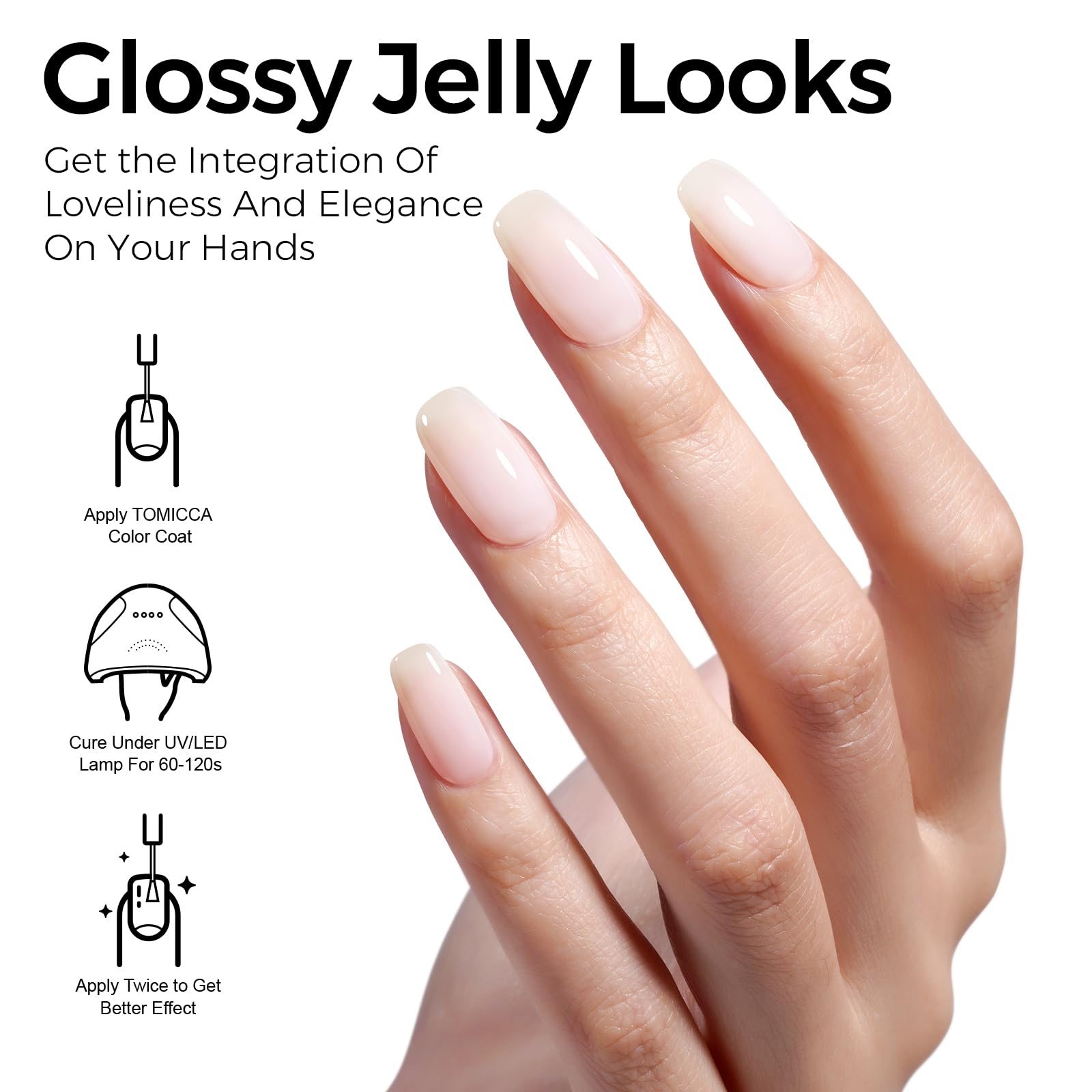 TOMICCA Sheer white nail art ideas for versatile designs