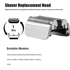 Tomorrow will be better Braun Series 8 foil and cutter closeup, designed for a smooth shave.