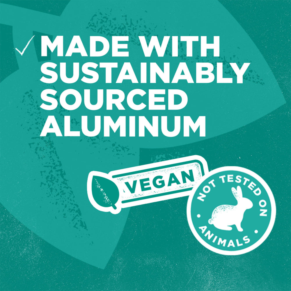 Tom's of Maine aluminum-free badge on packaging indicates gentle protection