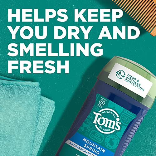 Tom's of Maine Mountain Spring antiperspirant stick angled view showing protection