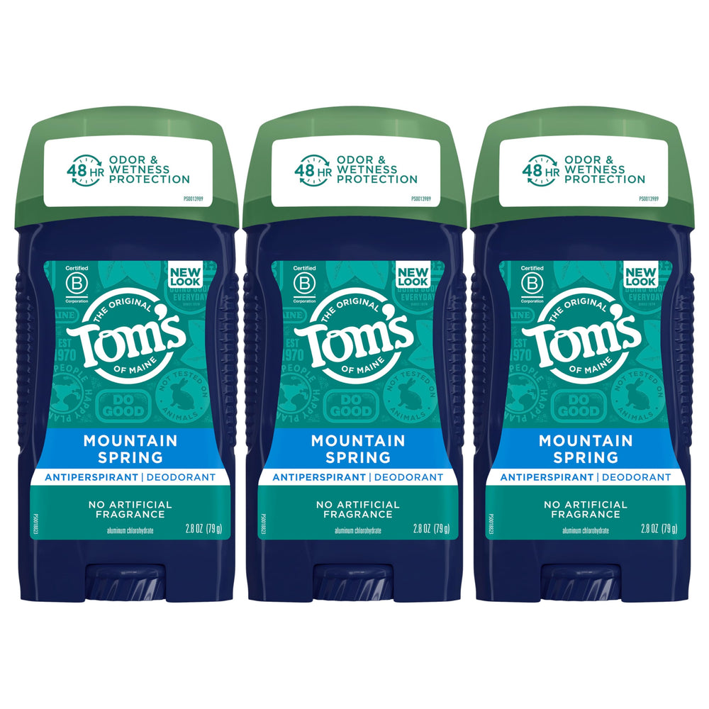 Tom's of Maine Mountain Spring antiperspirant stick front view for all-day freshness
