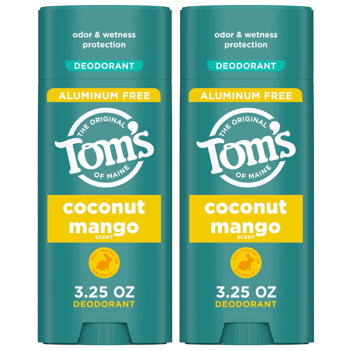 Tom's of Maine Coconut Mango deodorant two-pack for all-day freshness.