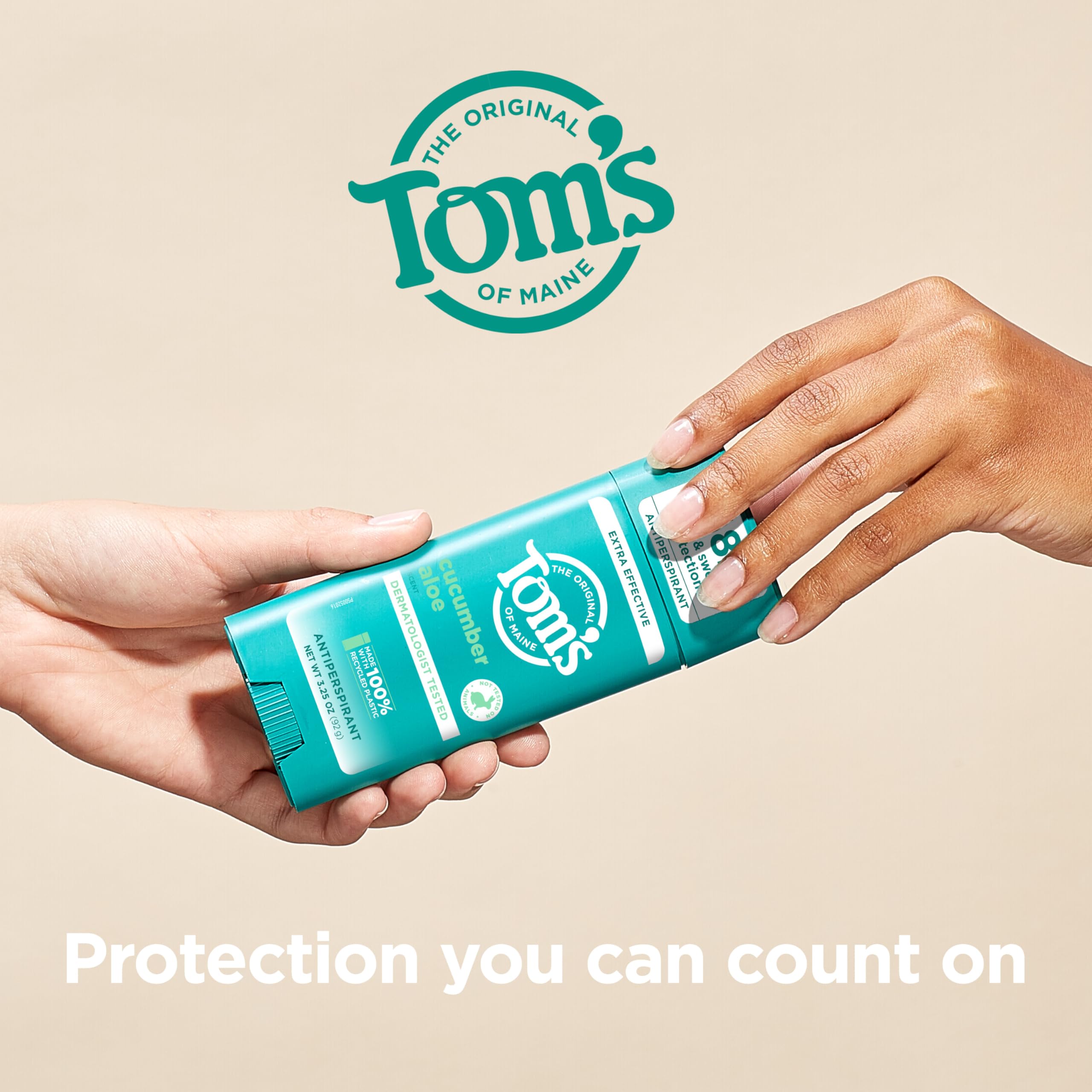 3.25 oz Tom's of Maine Cucumber Aloe antiperspirant size tag