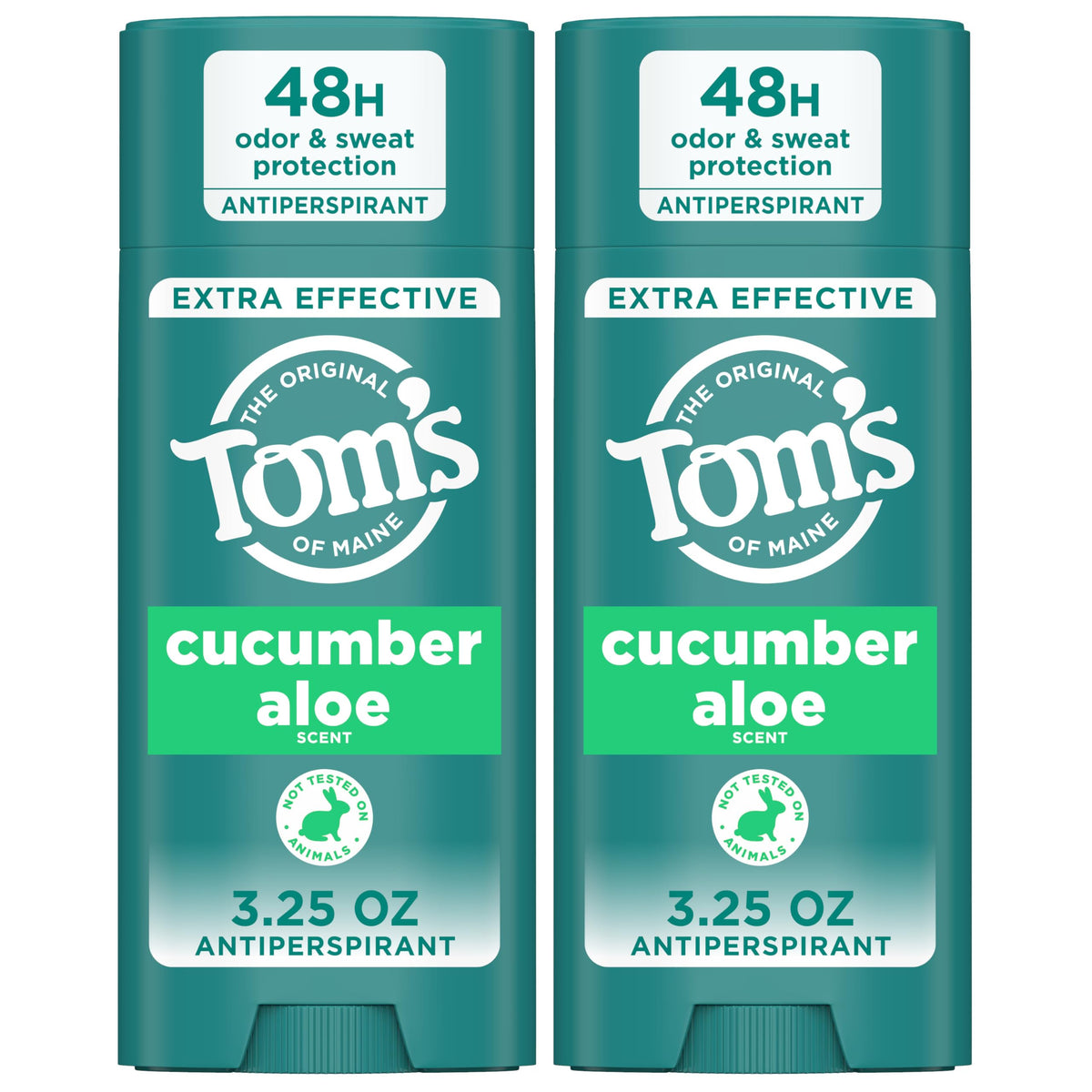 Toms of Maine Cucumber Aloe antiperspirant bottle display keeps you fresh all day.
