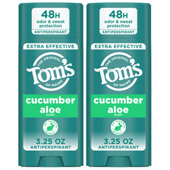Toms of Maine Cucumber Aloe antiperspirant bottle display keeps you fresh all day.