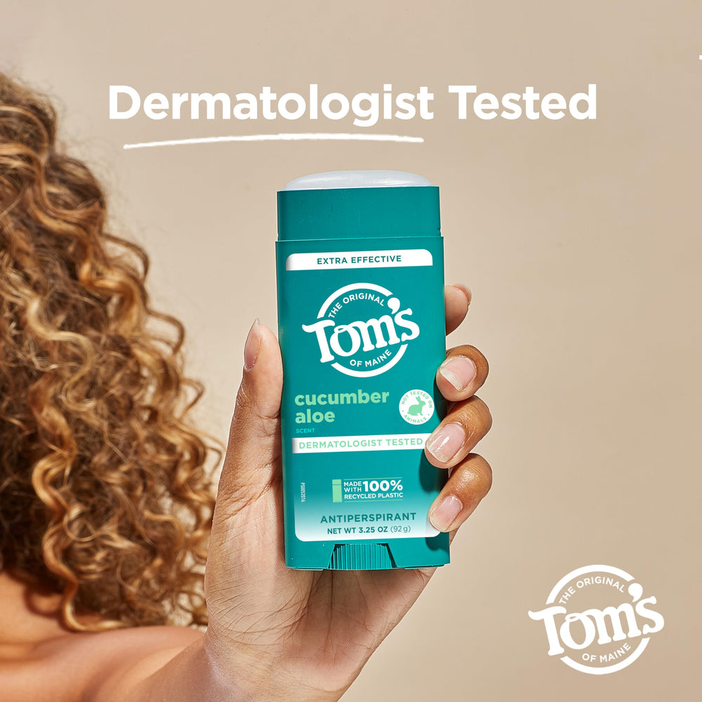 Product packaging displayed with Tom's of Maine branding