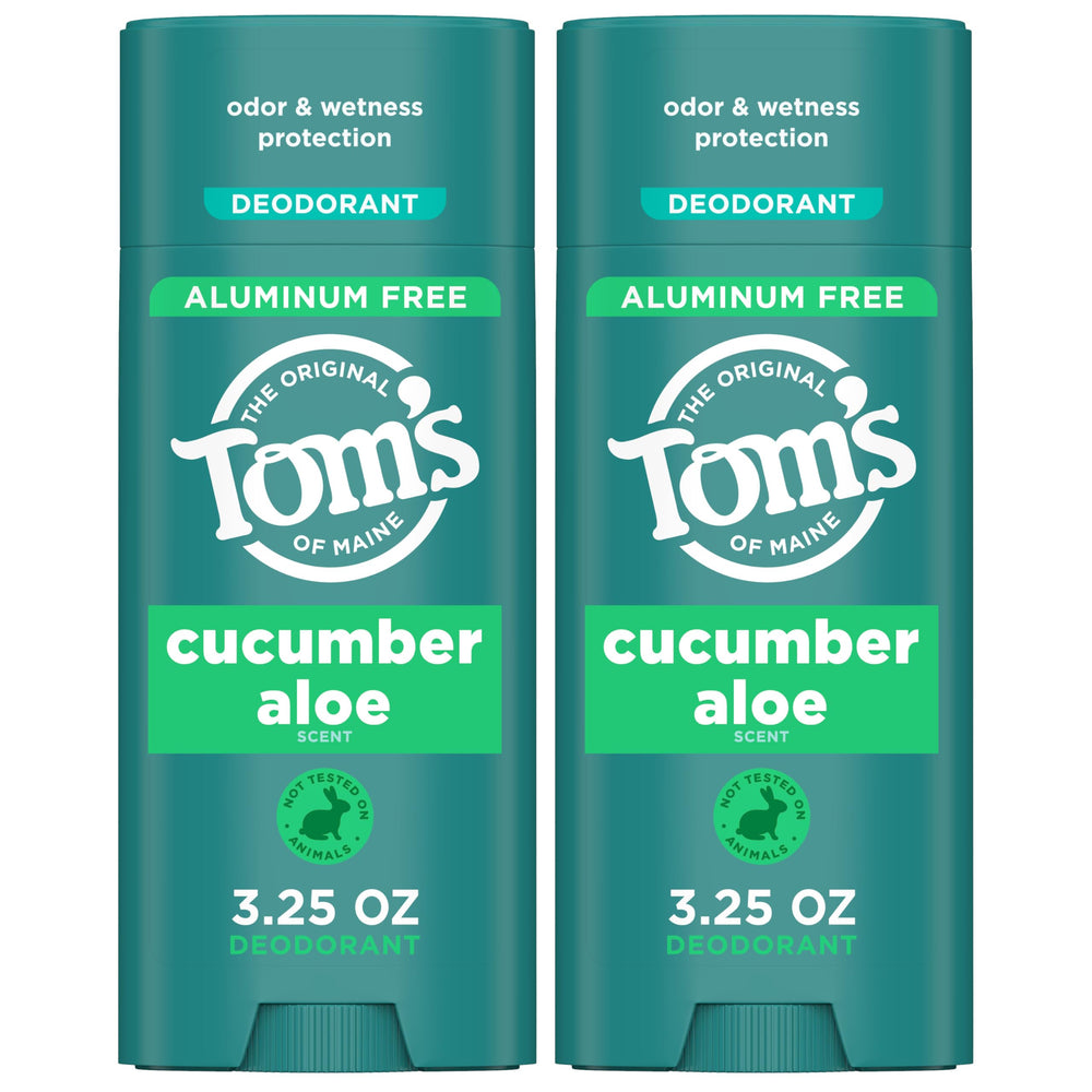 Tom's of Maine Cucumber Aloe deodorant 2-pack on shelf, easy daily freshness.