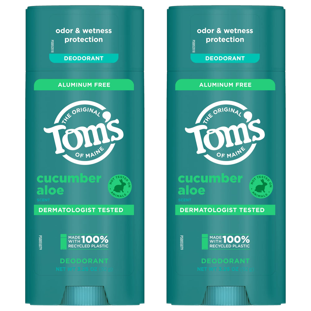 Tom's of Maine Cucumber Aloe deodorant sustainability highlights and recycling focus.