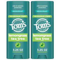 Tom's of Maine Lemongrass Tea Tree deodorant stick delivers all-day freshness with clear application