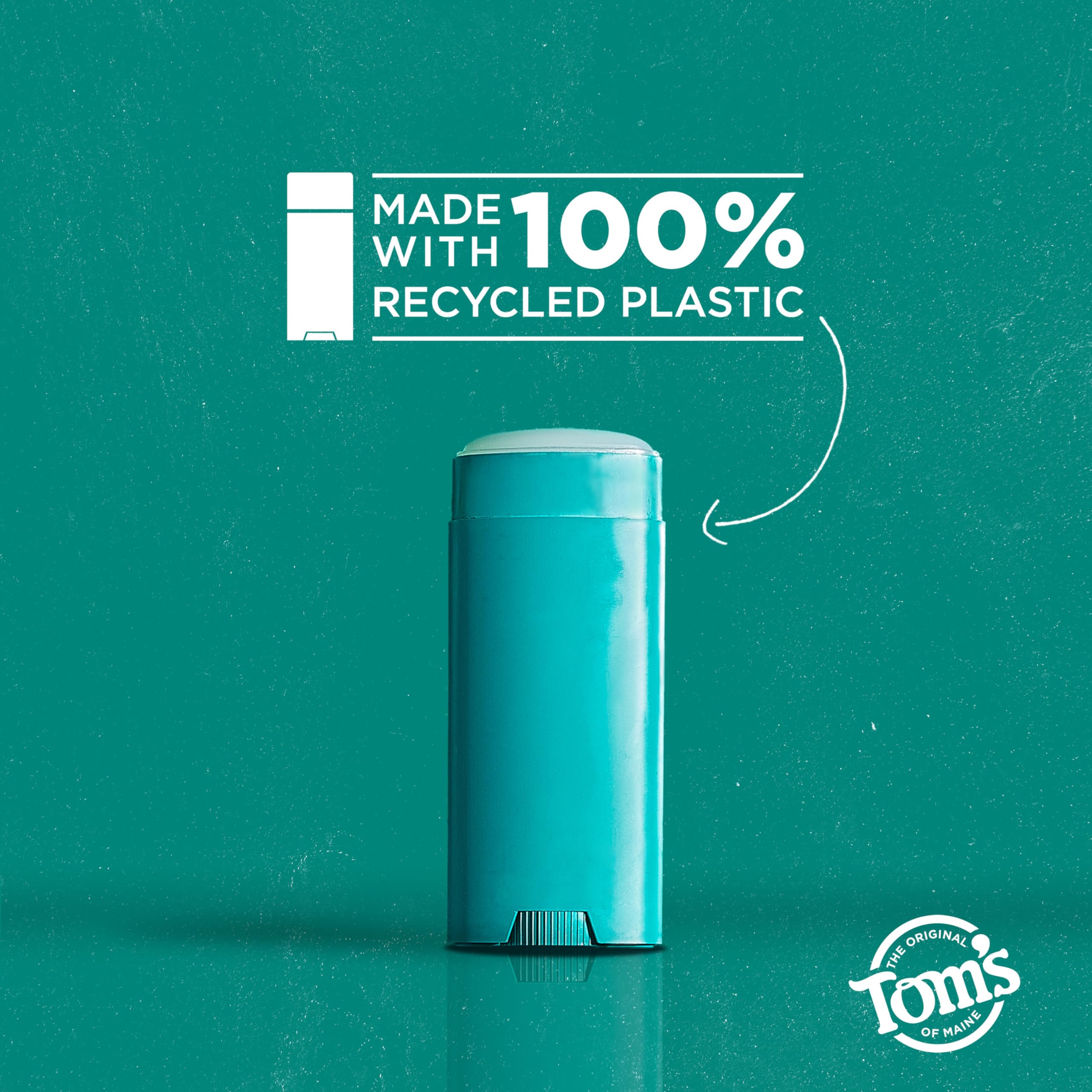 Tom's of Maine Lemongrass Tea Tree deodorant packaging uses recycled plastic