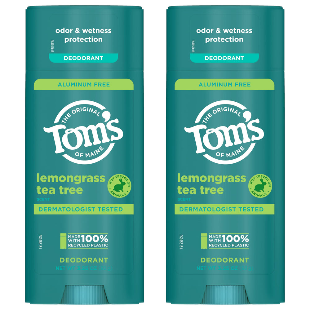 Two-pack Tom's of Maine Lemongrass Tea Tree deodorant for home or travel