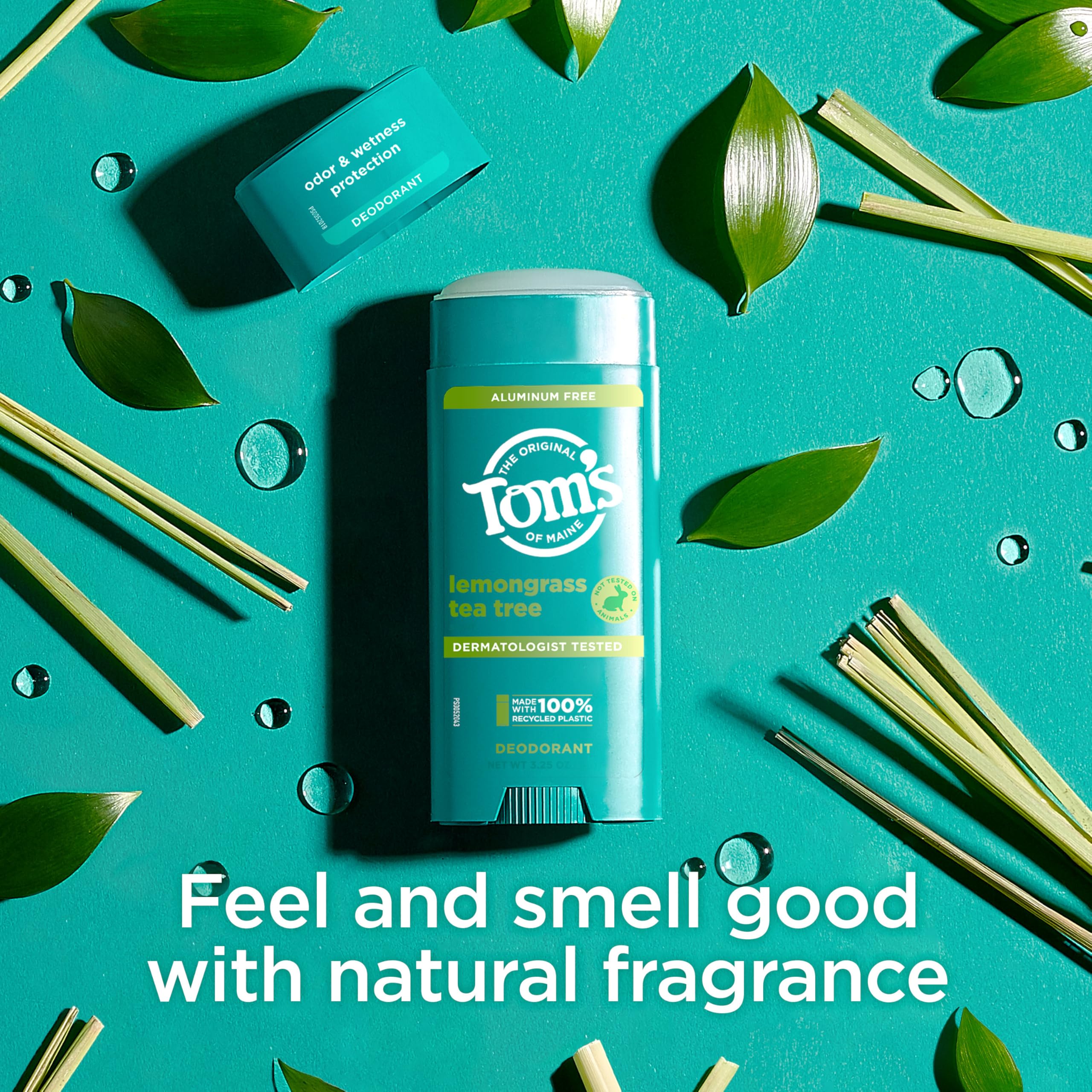 Tom's of Maine Lemongrass Tea Tree deodorant, vegan and cruelty-free product line