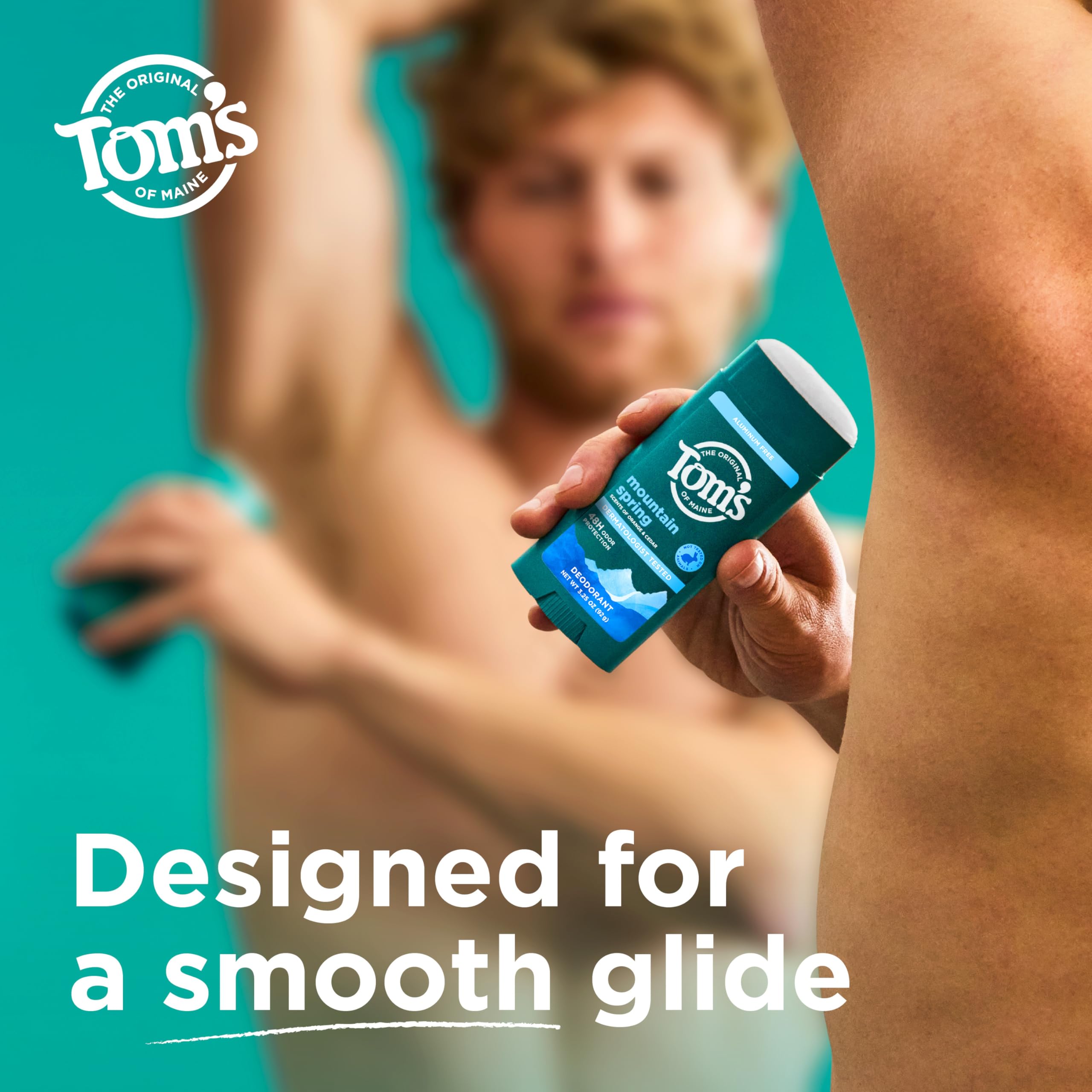 Tom's of Maine Mountain Spring deodorant dermatologist-tested formula for sensitive skin.