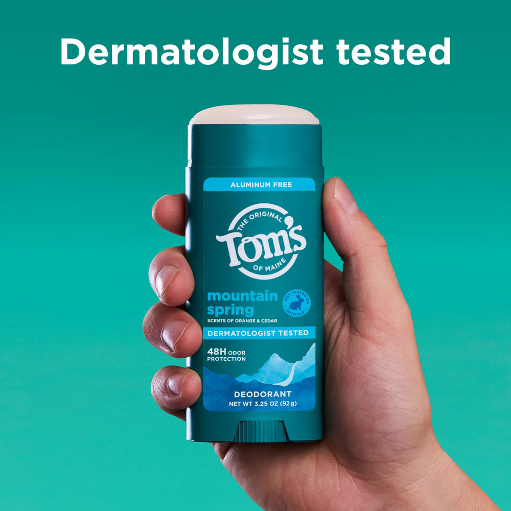 Fragrance notes of orange, cedar, and apricot in Tom's of Maine Mountain Spring deodorant.