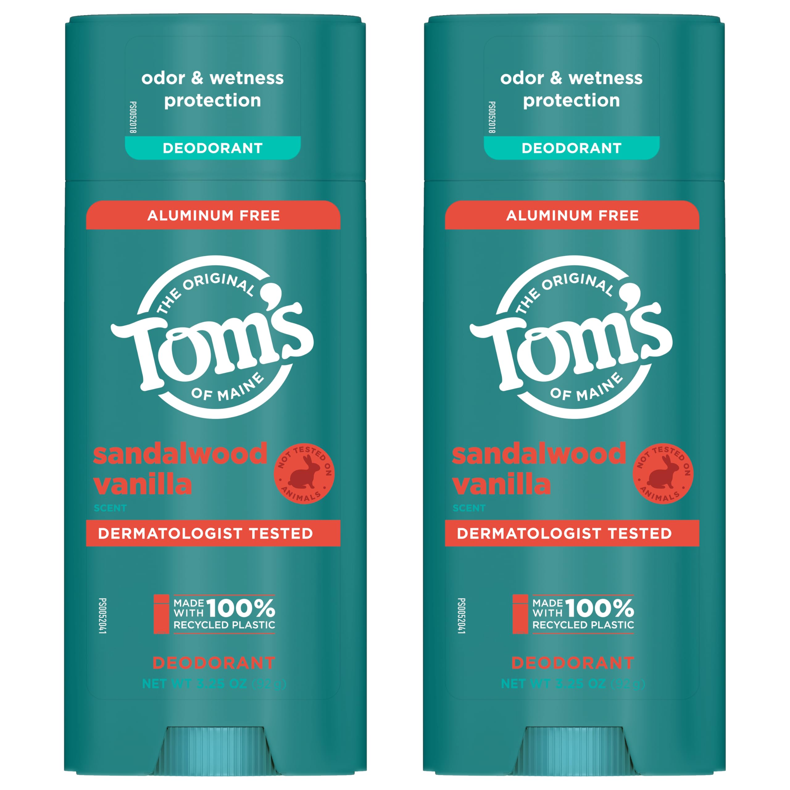Tom's of Maine natural fragrance scent details suggest sandalwood vanilla notes.