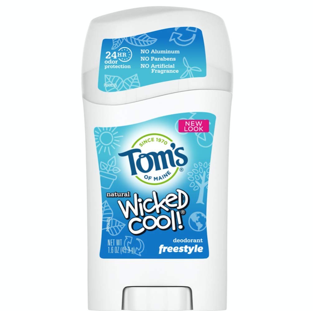 Tom's of Maine Wicked Cool Kids packaging highlights natural ingredients and aluminum-free formula.