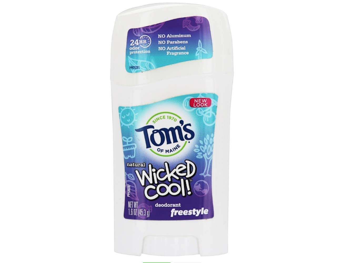 Wicked Cool Kids deodorant stick during application shows 24-hour odor protection in use.