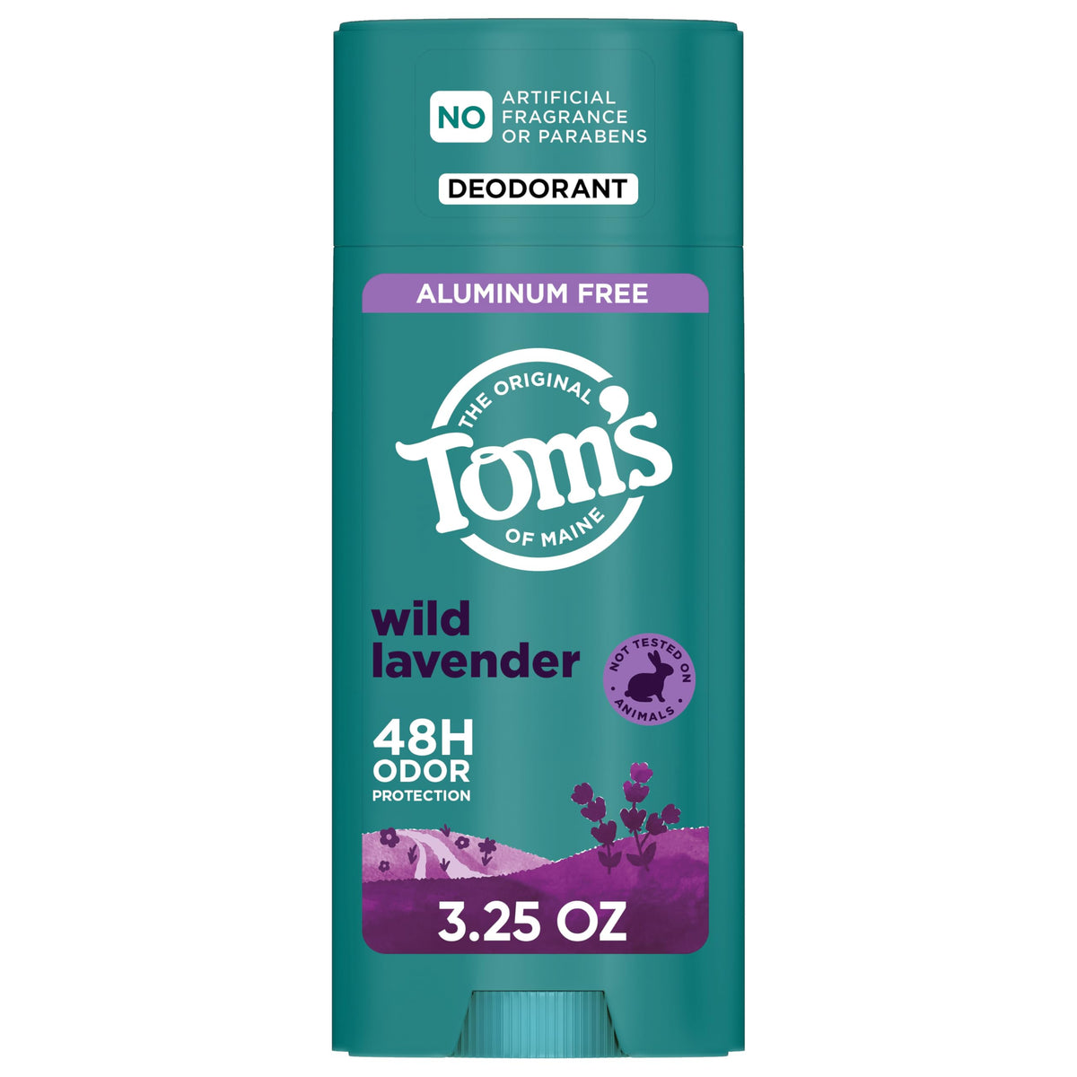 Tom's of Maine Wild Lavender deodorant bottle provides natural odor protection for daily wear.