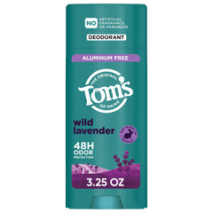 Tom's of Maine Wild Lavender deodorant bottle provides natural odor protection for daily wear.